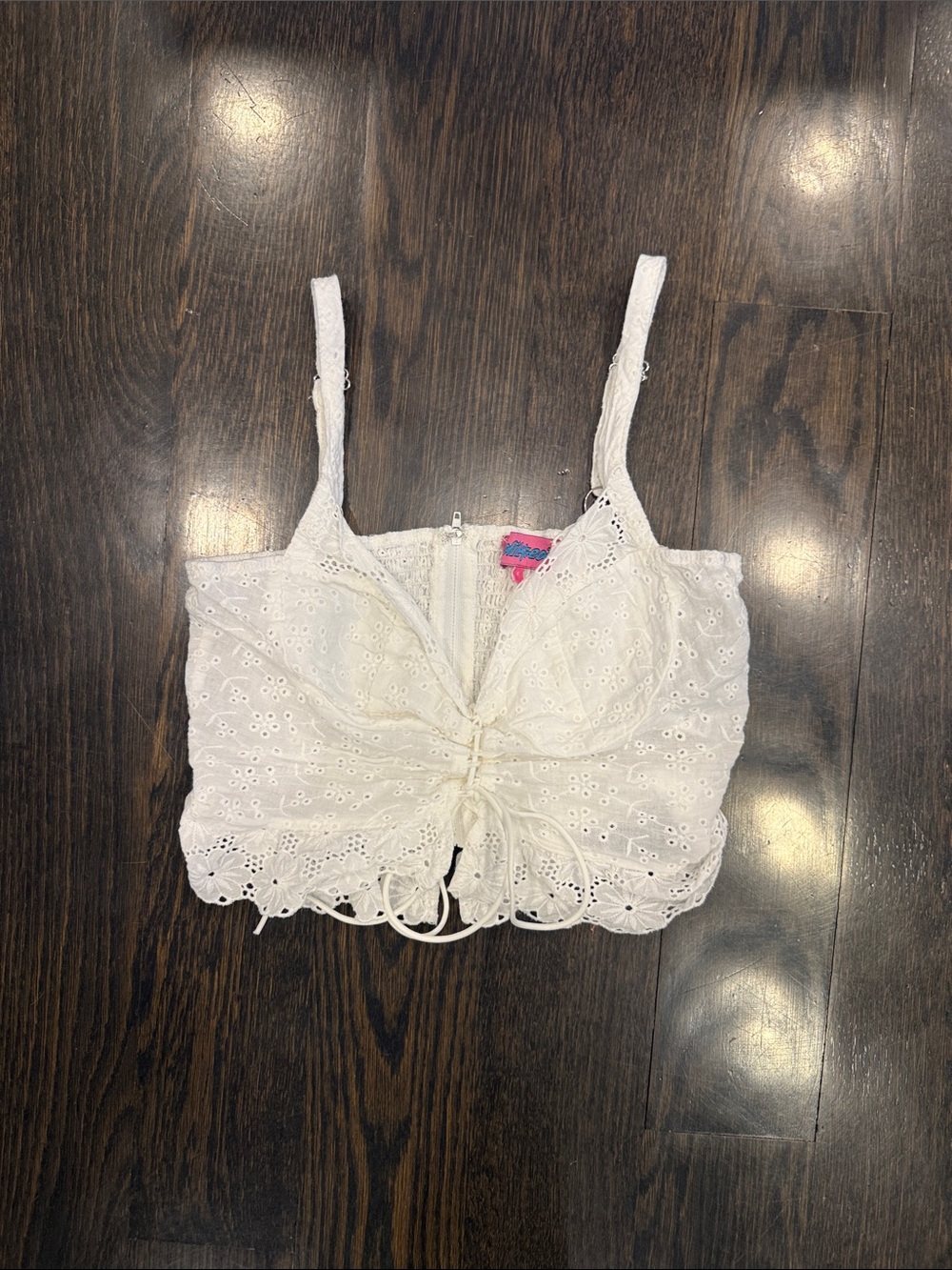 Edikted White Eyelet Lace Crop Top